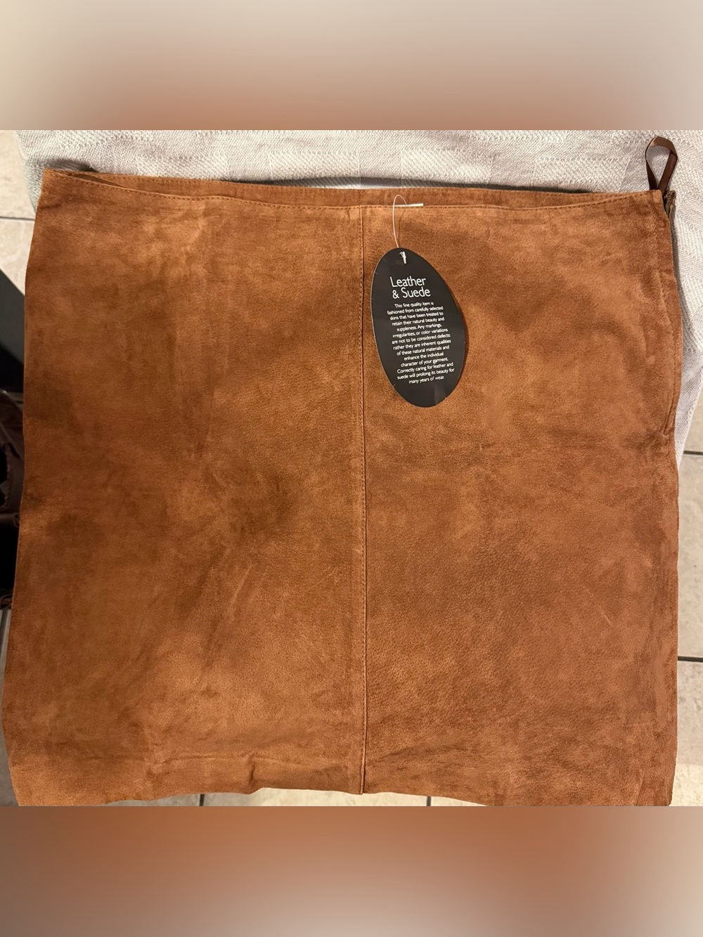 Vintage Newport News 100% Suede Leather Skirt Brown 90s Y2K Western Size 16